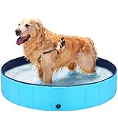 Foldable Dog Pool, Hard Plastic Dog Swimming Pool, Collapsible Pet Pool, Potable Outdoor Pet Bath...