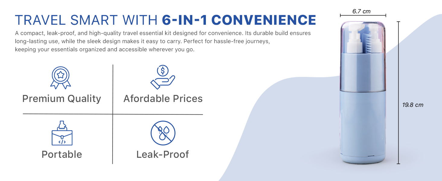 Travel Kit, travel kit, kit, Bag pack, Comb, Mirror, Mouth wash cup, Liquid Dispenser