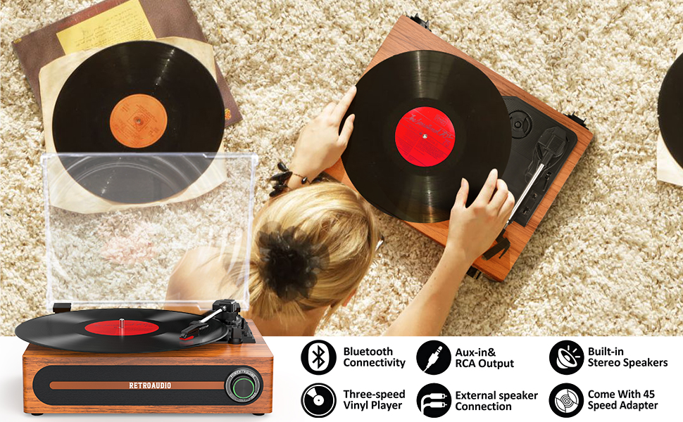 Record Player with Bulitin Speaker Vintage BeltDriven