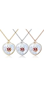 Pearl/Shell Heart Medical Alert Necklace for Women