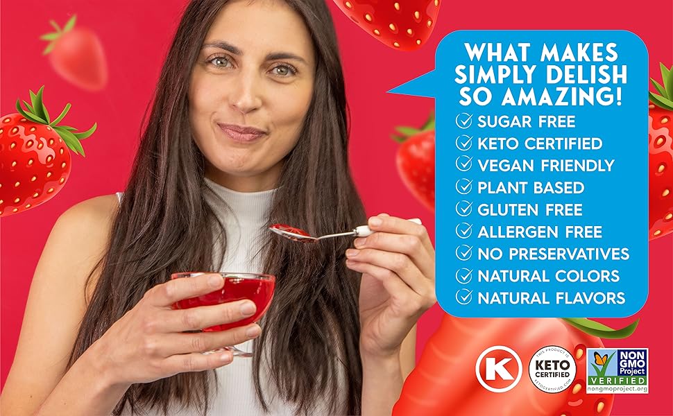 Sugar free, keto, vegan, natural flavors and colors, gluten free