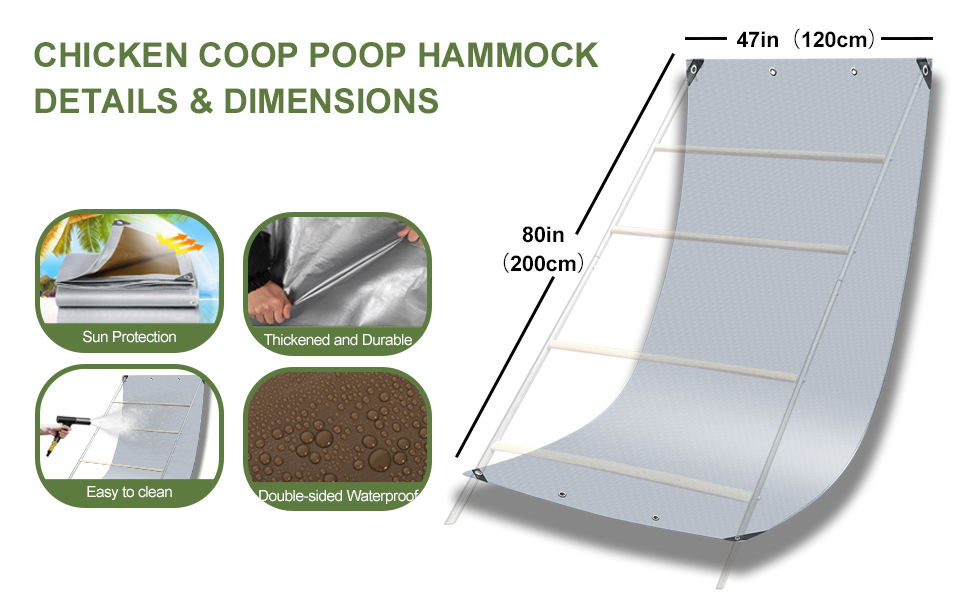 Amazon.com : Chicken Coop Poop Hammock Waterproof and UV with 8pcs Ball ...