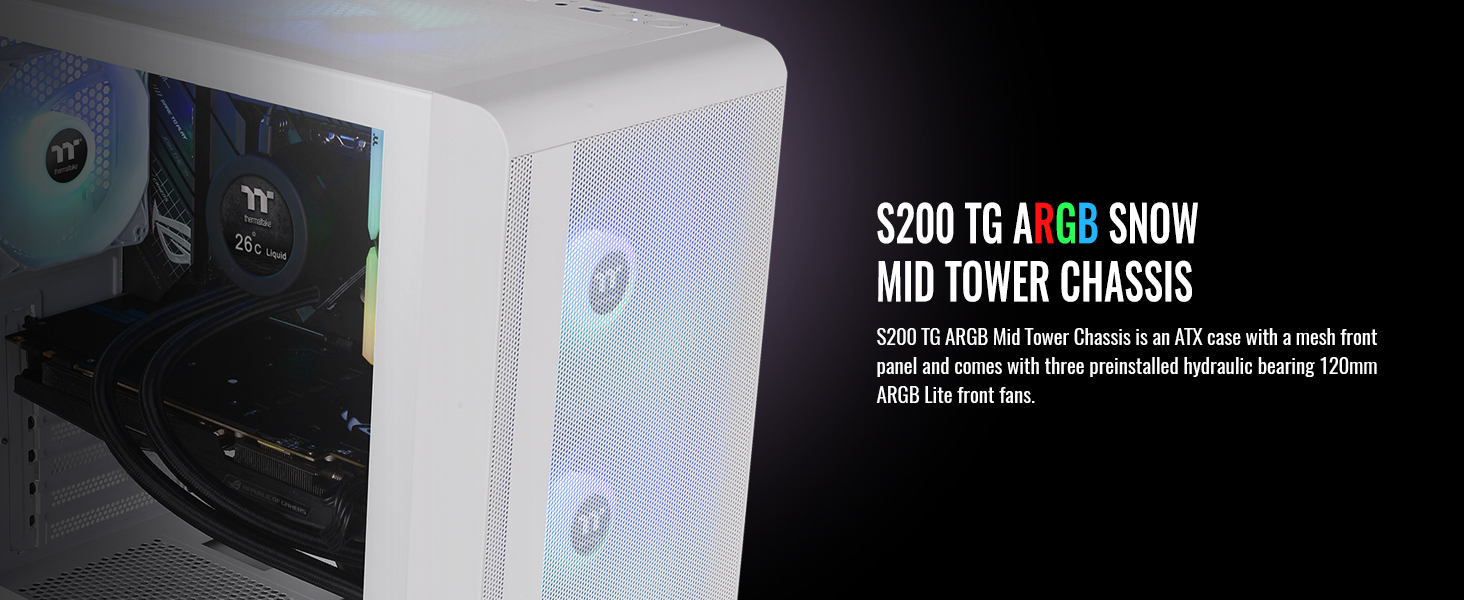 S200 TG ARGB Snow Mid Tower Chassis