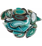 Rockcloud 5 Pcs Polished Thin Agate Slice Pendants with Drilled Holes for Jewelry, Necklaces and ...