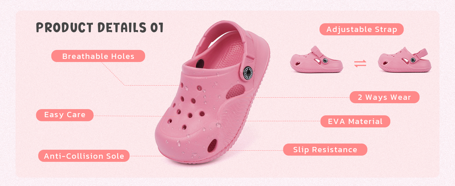classic toddler water slipper cartoon pink blue gray shower play clog for toddlers
