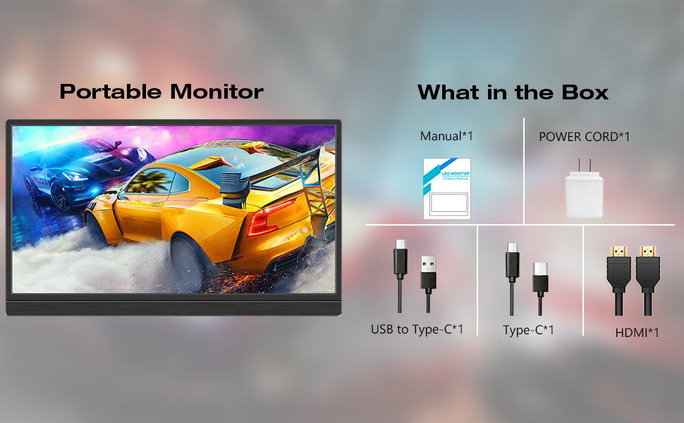 Ulrhzar 120Hz Portable Monitor 16 Inch Gaming Monitor HDR FHD