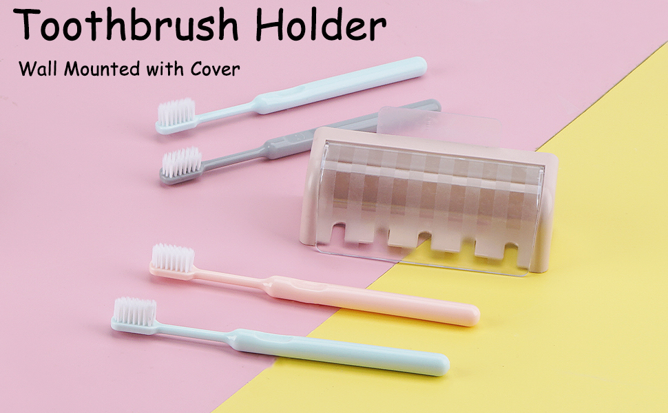 5 Slots Wall Mount Toothbrush Holder with Cover, Self