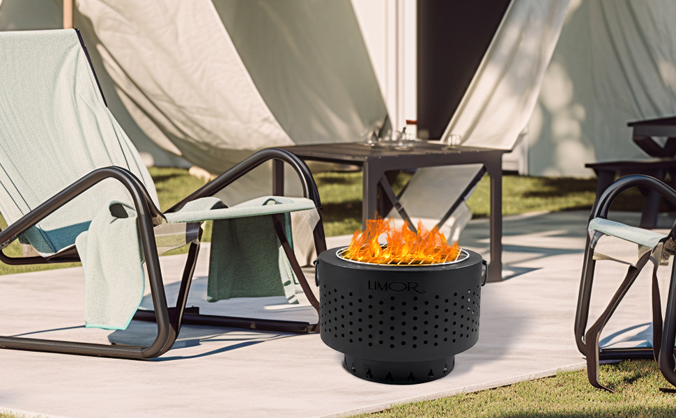 LIMOR Smokeless Fire Pit with Large Portable Carrying