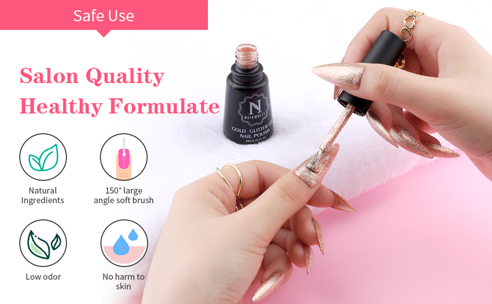 Noirwhite Gel Nail Polish Gold Glitter Gel Nail Polish Set