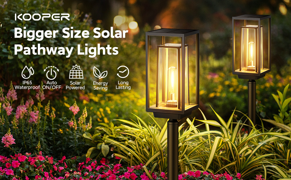 KOOPER 2X Bigger Solar Lights Outdoor Waterproof, Bright Solar Outdoor