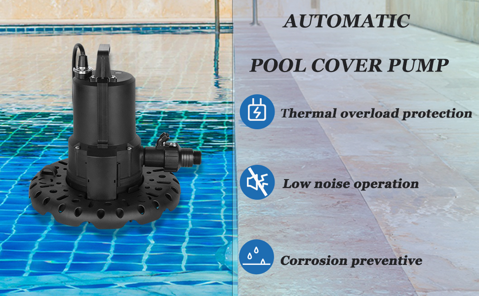 1/4HP Automatic Pool Cover Pump，115V Pool Cover Pumps Above Ground,Submersible Water