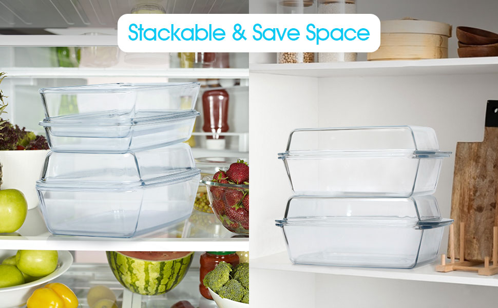 Large Glass Baking Dish, Rectangular Glass Casserole Dish With Glass Lid, Deep Glass Bakeware