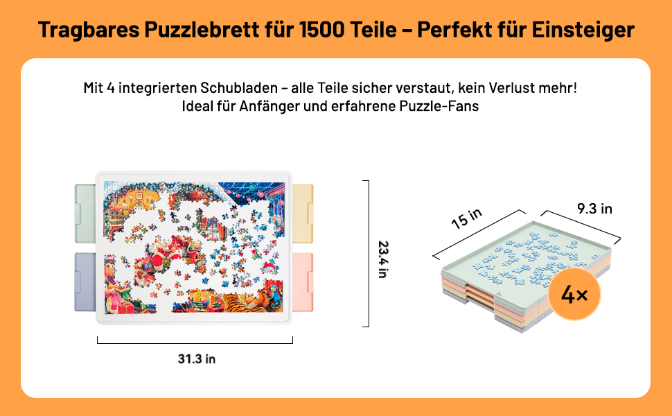 puzzlebrett 1500 teile drehbar mit schubladen.