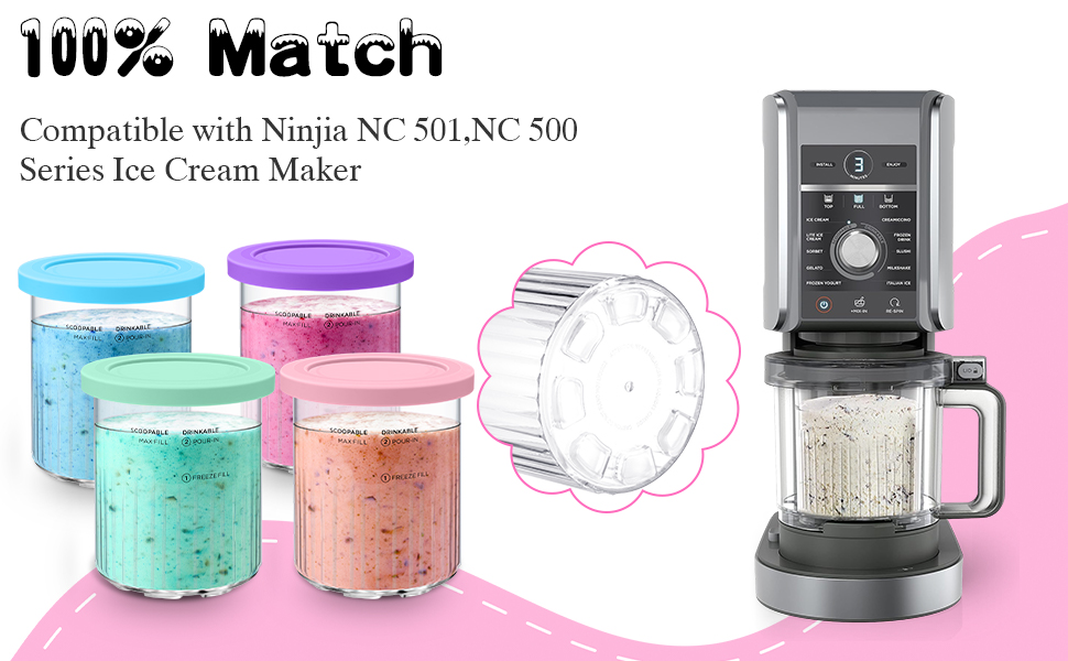 FIIOEOY For Ninja Creami Deluxe Pints 4 with NC501 NC500 Series 24