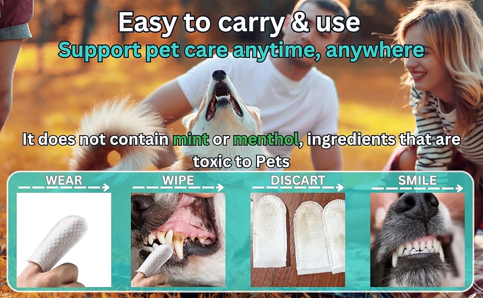 Finger Mitts Convenient Finger Cloths Tartar-Busting Pet-Friendly Pre-Moistened Brush
