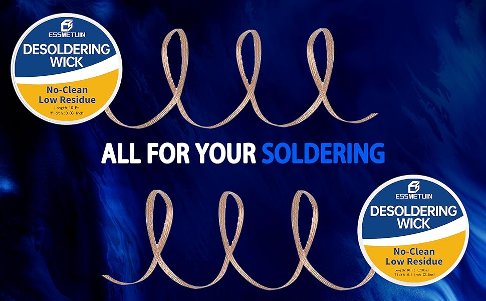 Essmtuin Solder Wick Braid 10Ft with Flux for Electronic, 2 Roll