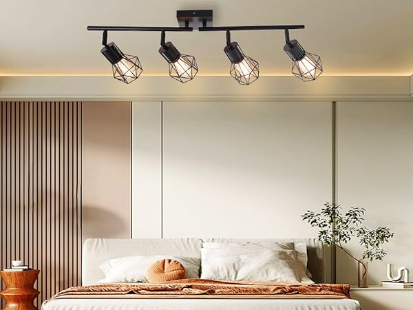 BANGANMA Adjustable Industrial Black Track Lighting Fixtures