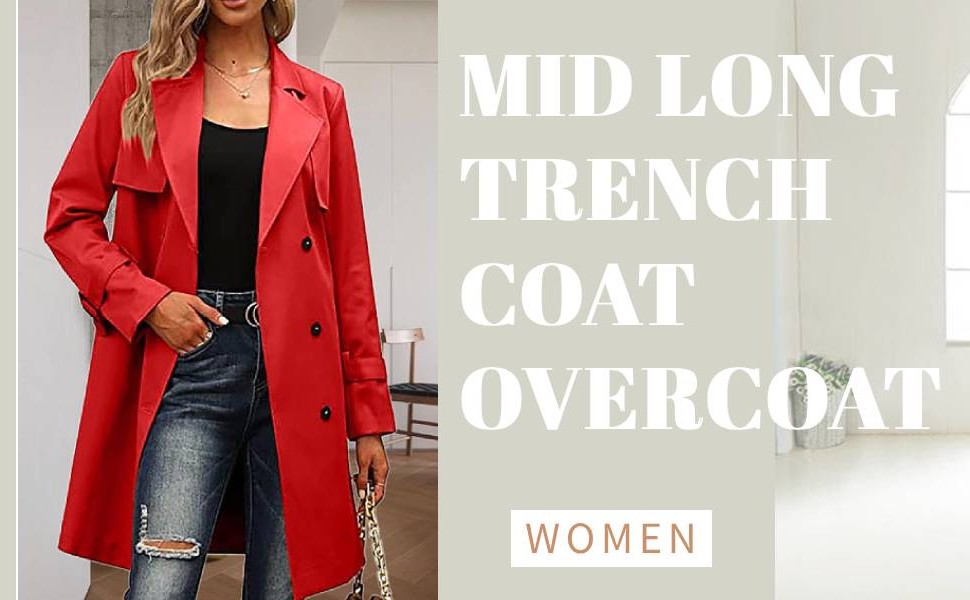 Amazon.com: Trench Coat Women,2024 Classic Lapel Double