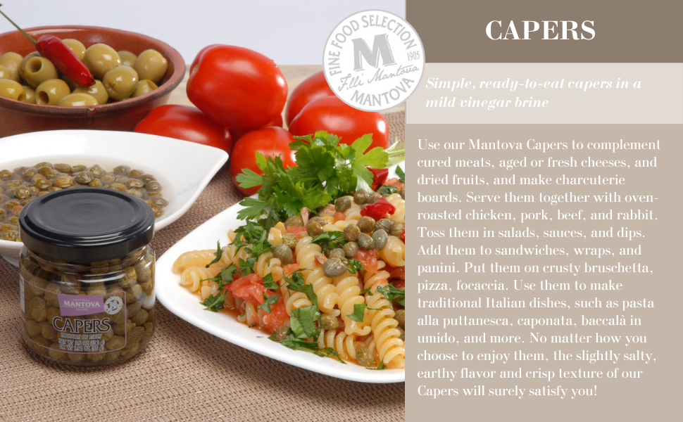 Mantova Capers in a Mild Vinegar Brine, 3.5 oz. (Pack of 3