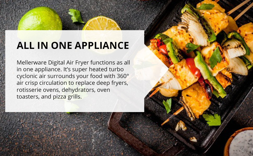 mellerware, air fryer, digital, 1400Watt, preset menu,