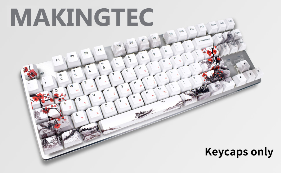 Rubber Keycaps Set, 110 Keys PBT Keycap, AntiSlip Texture Dye