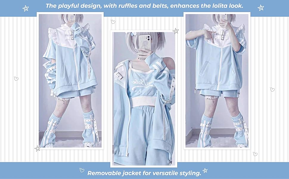 Harajuku hoodie, cyber y2k, blue varsity jacket, baggy jacket, Japanese streetwear women