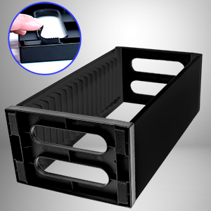 black xbox game holder lying flat showing sticky rubber feet