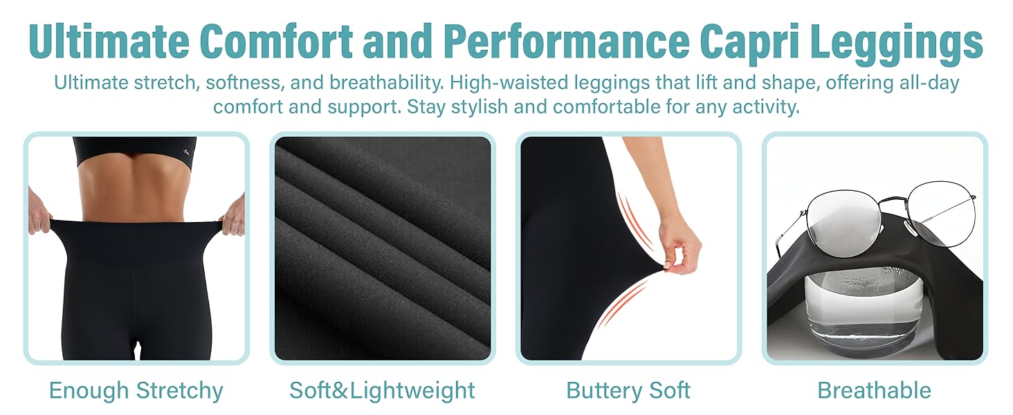 Leggings for Women - High Waisted Yoga Pants Black Leggings Women Full Length & Capri