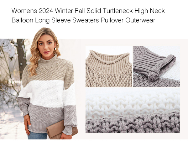 Dokotoo Women Winter Clothes Autumn Turtleneck Cowl Neck