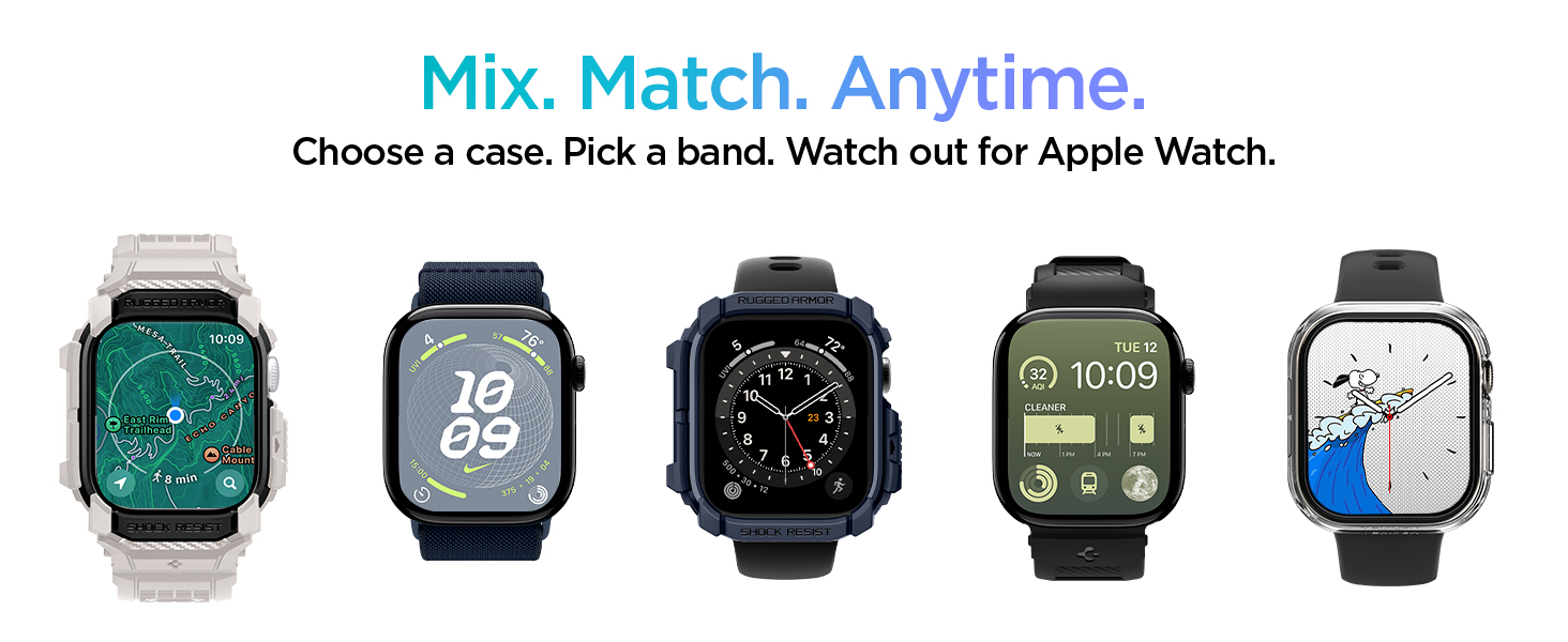 Mix. Match. Anytime. Choose a case. Pick a band. Watch out for Apple Watch