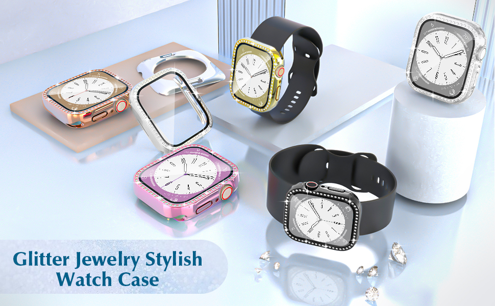 (2in1) Bling Waterproof Case Compatible for Apple Watch
