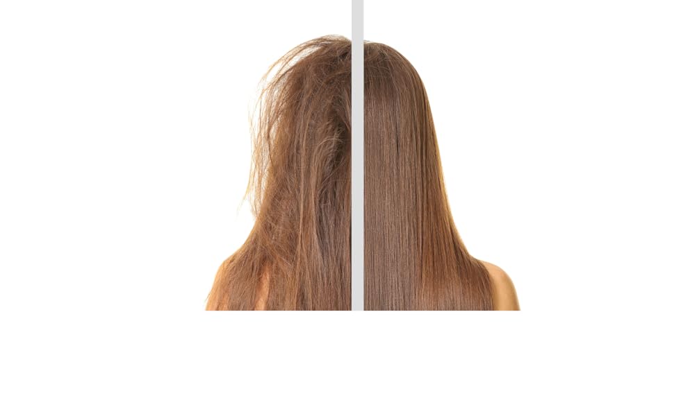 split image of tangled and untangled hair 