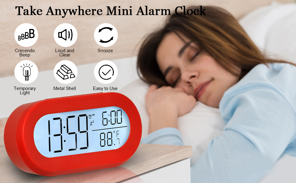 AIJIAXING Digital Alarm Clocks for Desk or Bedroom, Small