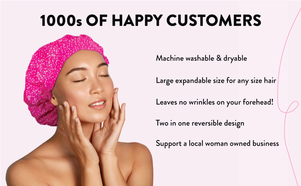 TIARA Shower Cap for Women, Terry Lined LeakFree