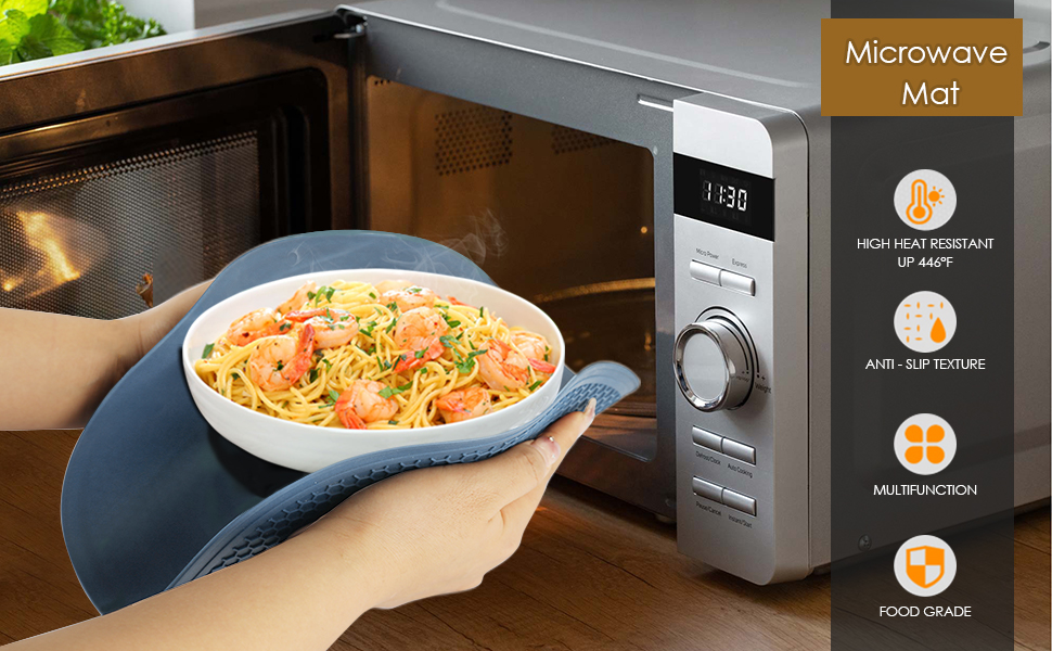 Silicone Microwave Mat, 2 Pack Versatile Silicone Mat for Microwave, Heat Resistant