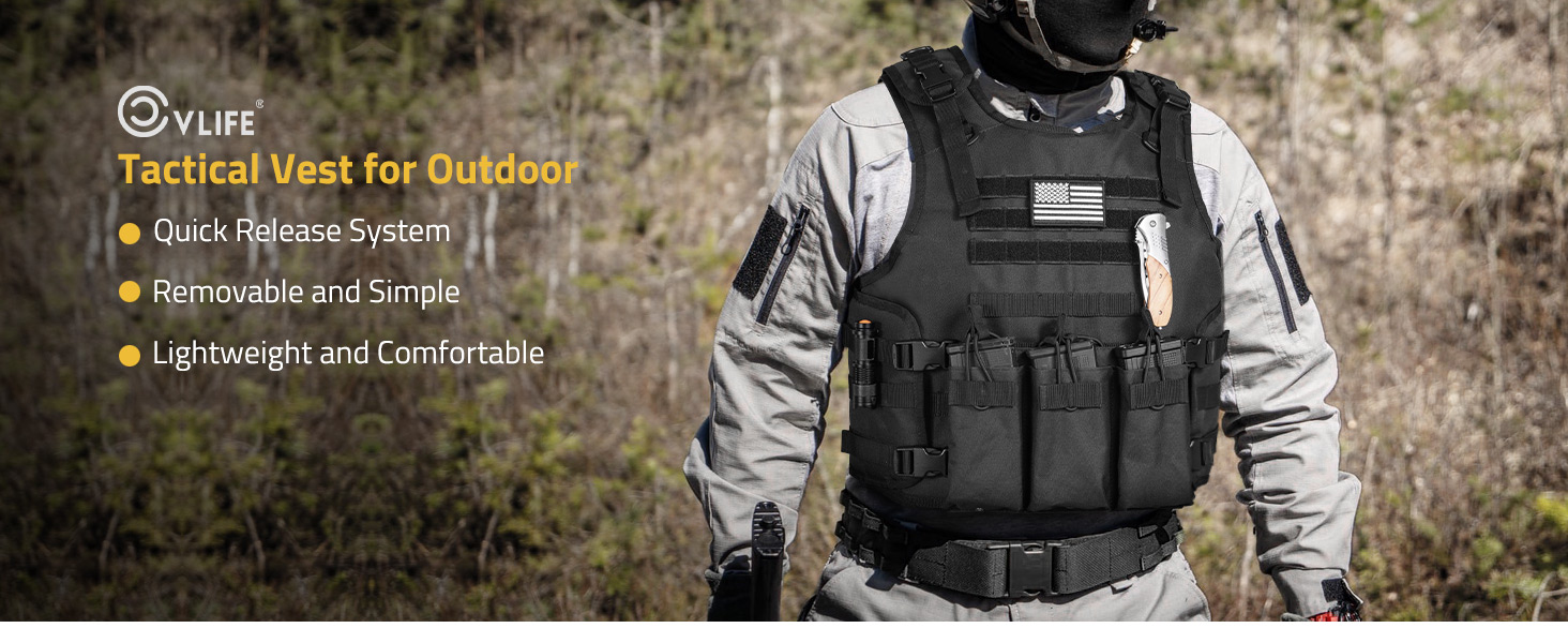CVLIFE Tactical Vest with Zipper Bag for outdoor