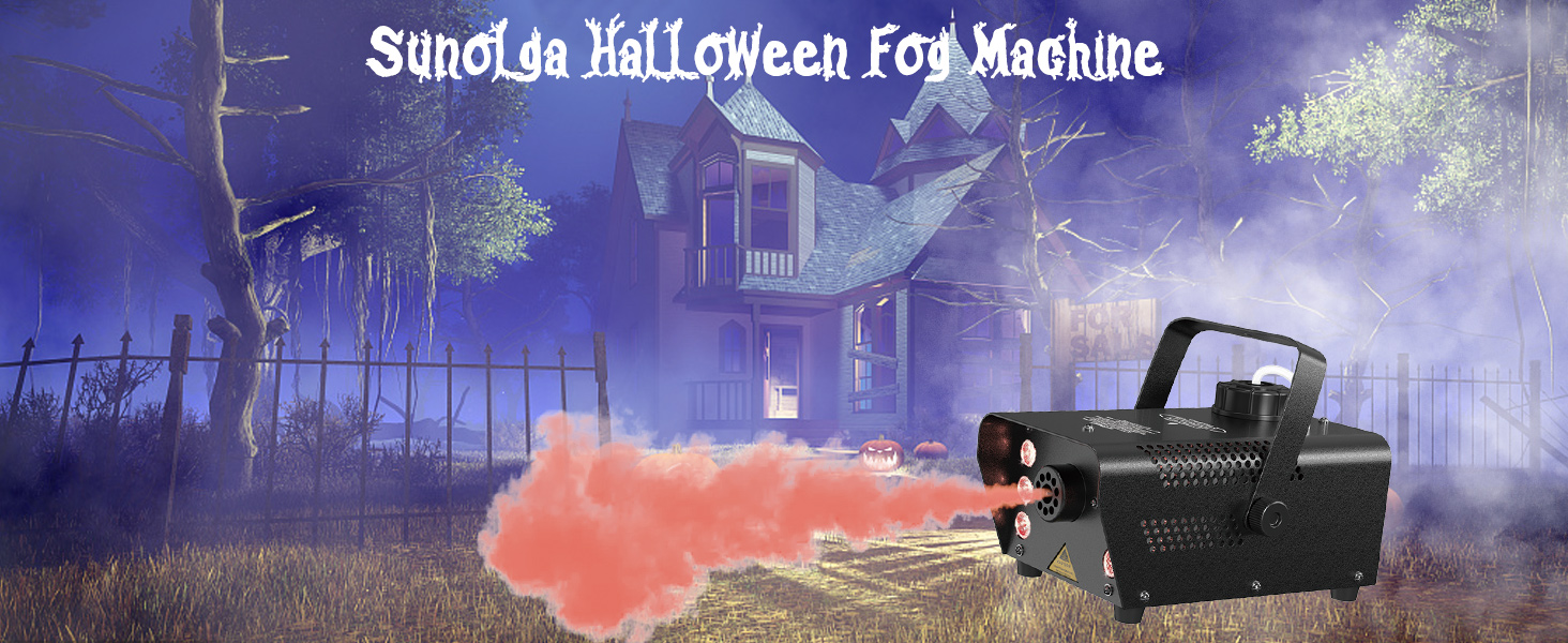 Sunolga Halloween Fog Machine, 6 Stage LED Lights with 12