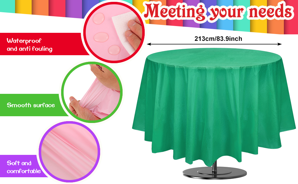 VAIPI 17 Pcs 84 Inch Round Plastic Table Cloths Assorted