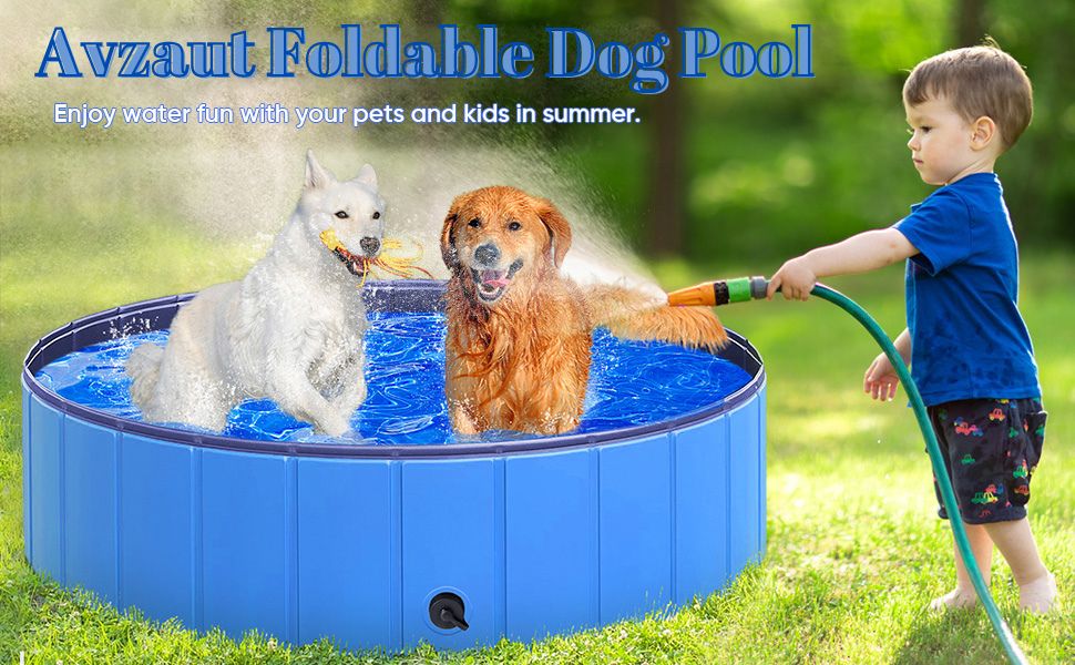 Foldable Dog Pool Avzaut Hard Plastic Pool for Small Dogs