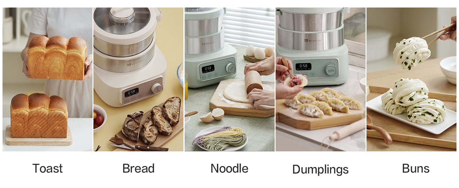 MOKKOM Electric Dough Maker with Proof Dough Function, Microcomputer Timing