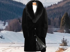 Old DIrd Men's Long Sleeve Fluffy Faux Fur Warm Coat Outerwear N02