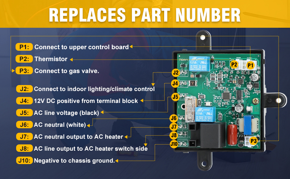 FUNAER 3316348.900 Rv Refrigerator Power Module Board
