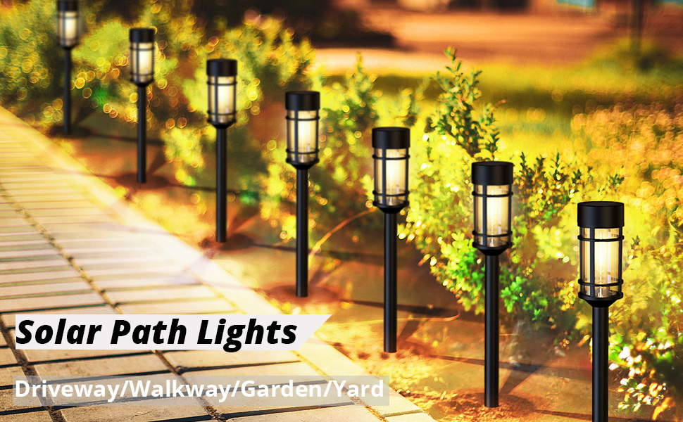 8 Pack Solar Pathway Lights, Bright Solar Lights Outdoor Waterproof