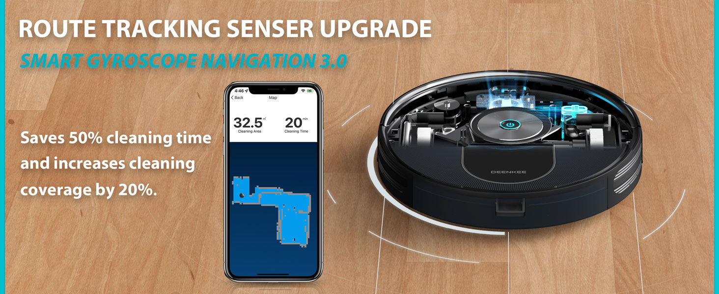 Deenkee Robot Vacuums and Mop【4000Pa Strong Suction180 Mins Efficient