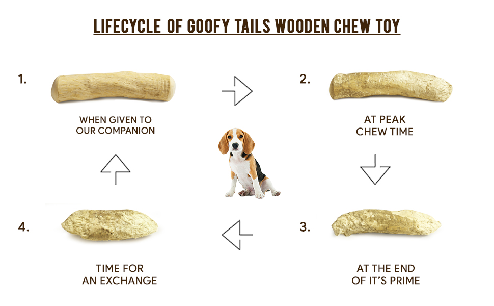 Buy Goofy Tails Coffee Wood Dog Toys, Splinter Free, Caffeine Free, Dog