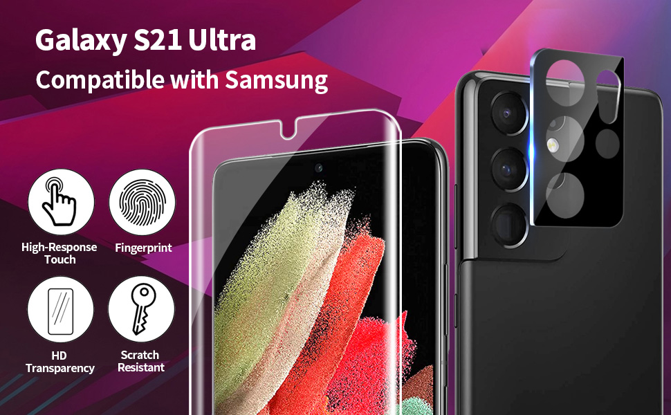 [4 Pack] AsBellt UV Glass for Galaxy S21 Ultra Screen Protector 2pcs