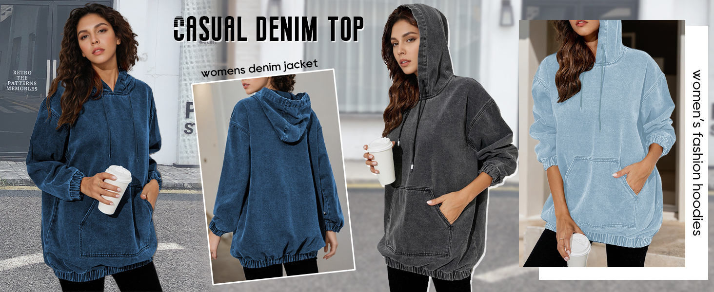 Women&amp;#39;s Denim Hoodie