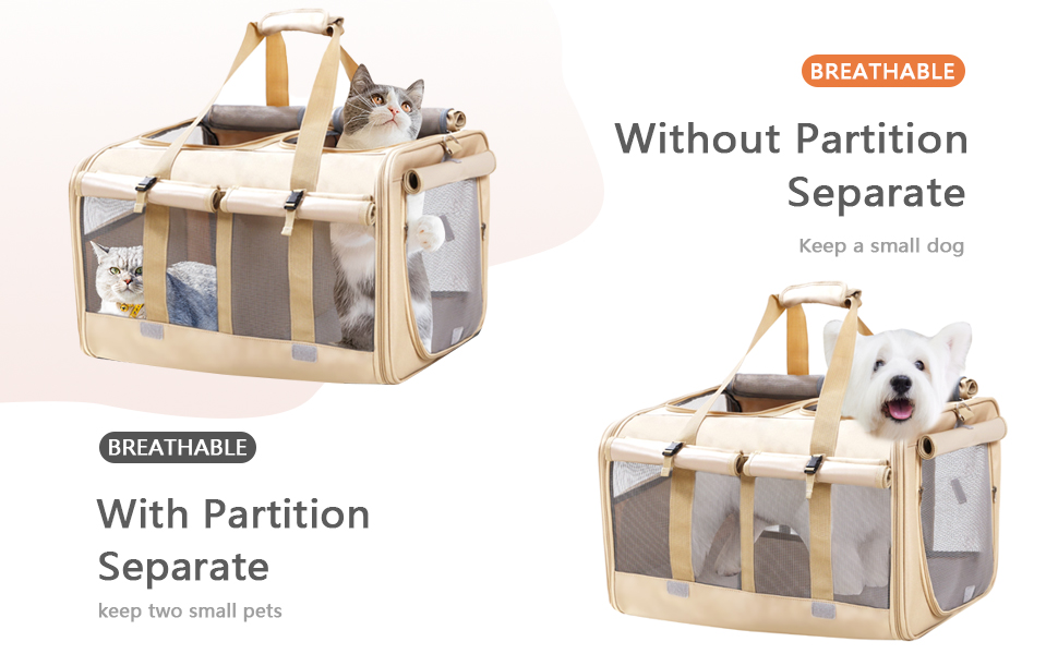 Rolling Pet Carrier with Wheels for 2 Cat,2in1 Large Cat Carrier with