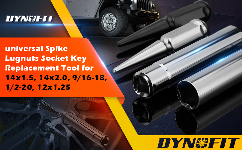 dynofit Solid Spiked Lug Nuts Key with 1/2'' Hex, Universal