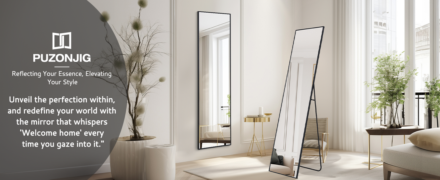 Full Length Mirrors 55"x15" Rectangle Mirror Black Mirror